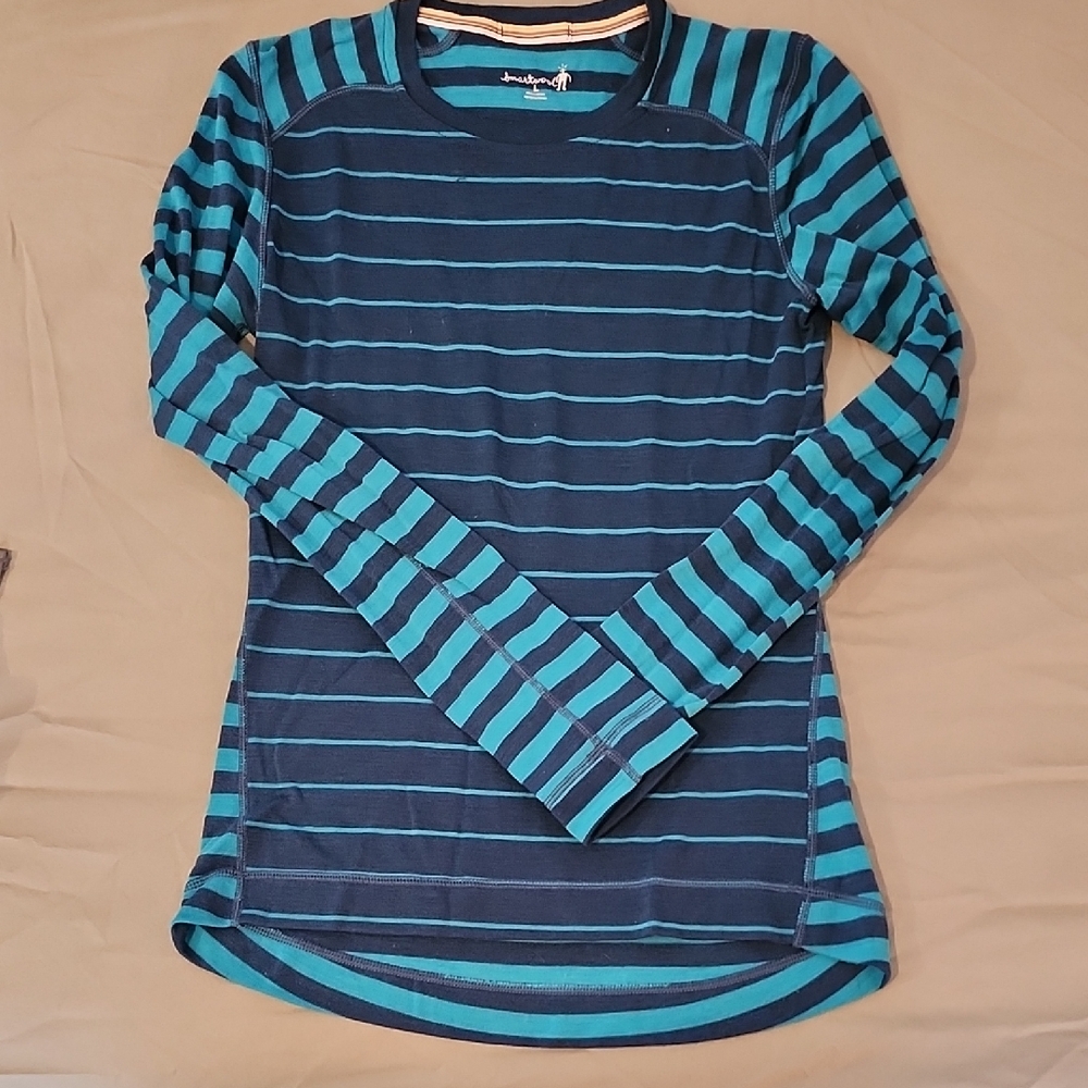 Smartwool Navy and Teal Striped Baselayer